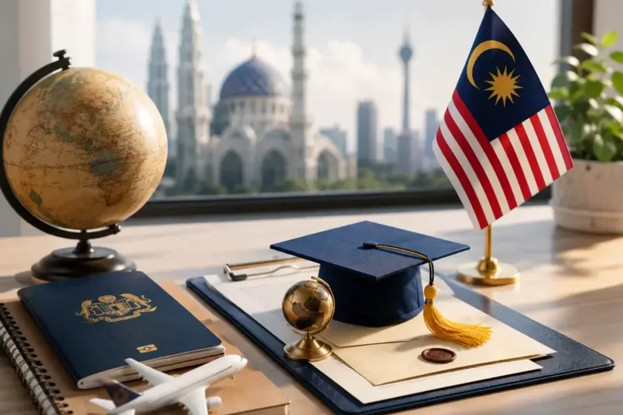 Visual guide outlining Malaysia student visa requirements, including forms and supporting documents needed.